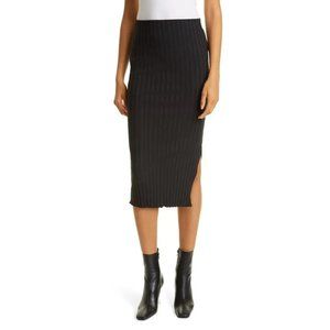 Simon Miller Rib Marek Liko Black Ribbed Fitted Midi Skirt sz M